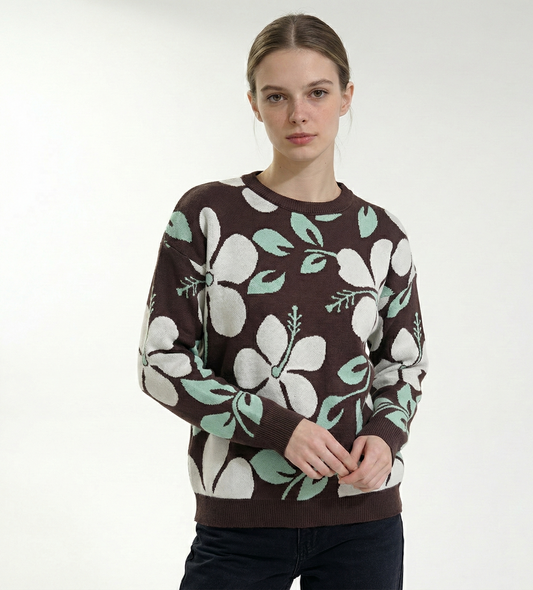 Sweater Jacquard Floral Hibiscus | Hilo Bremer | Art. 501